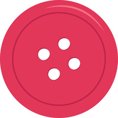 A Single Bright Pink Button with Four Holes Centered on a Transparent Background in a Flat Graphic Design Style