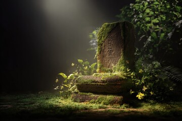 Mystical Glowing Moss Covered Stone