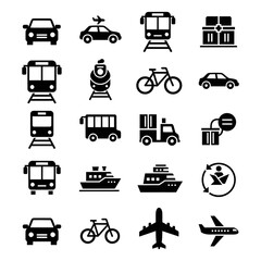 Transportation and logistics vector icon set collection