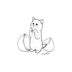 Cute crying kitten hatching