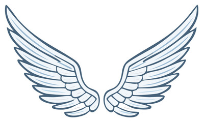 Fototapeta premium Symmetrical Wings Graphic Illustration Spread Angelic Flight Feathers Detail