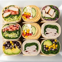 Delicious assorted wraps packed with fresh ingredients for a healthy meal option