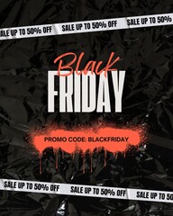 Black and Orange Bold Grunge Black Friday Online Sale Instagram Post 