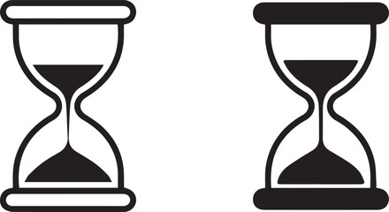 hourglass symbol two styles outline and solid time vector icon