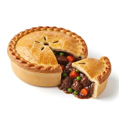 Delicious savory meat and vegetable pie with golden flaky pastry