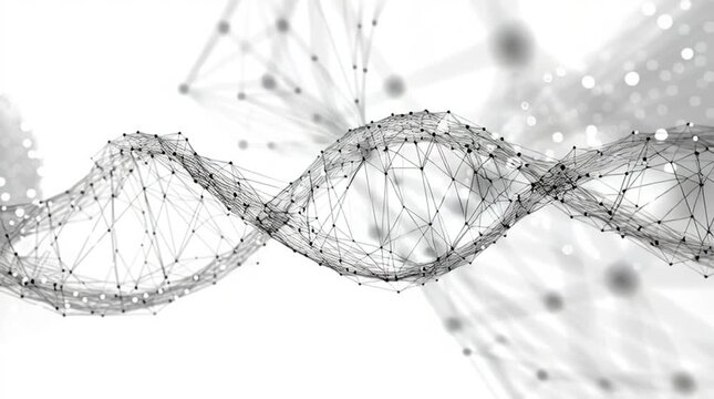 DNA structure with network: An abstract representation of a double helix DNA structure is depicted.
