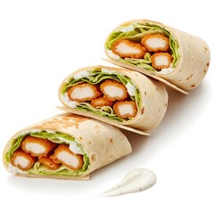 Delicious fried chicken wraps filled with crisp lettuce and creamy sauce a perfect quick meal