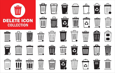 Trash Bin Icon Pack, Delete Button Symbols, Garbage Icons Set