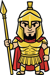 Obraz premium Powerful Spartan Ares Warrior Holding a Spear and Shield vector Illustration