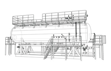 Industrial Tank Blueprint. Vector