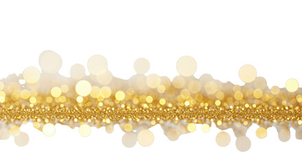 Abstract golden bokeh lights, soft and luminous, diffused on a transparent to transparent gradient background, macro close-up, shallow depth of field. Concept for tranquil abstract design