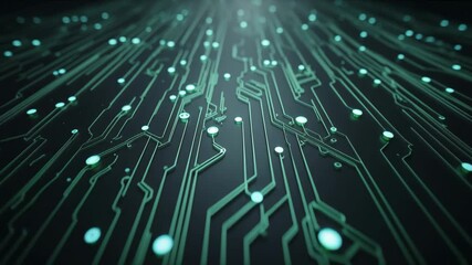 Abstract circuit board pattern with glowing nodes, representing technology, connectivity, and the flow of data in electronic systems
 - Powered by Adobe