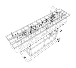 Industrial Machine Blueprint. Vector