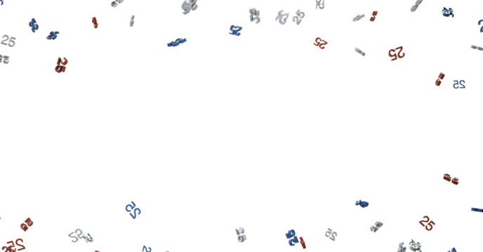 Abstract background featuring the number 25 scattered on a white background, perfect for presentations or as a backdrop for various design proje