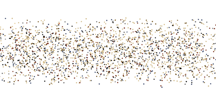 Abstract mosaic background. Randomly scattered geometric shapes, points in brown, beige, and blue colors, creating a textural effect against a w