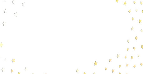 Abstract design with golden stars scattered on white background. Perfect for holiday themes, greeting cards, and celebrations. Modern design, sp