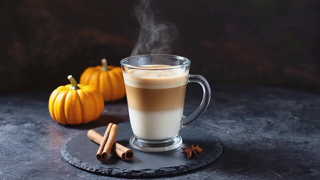 Pumpkin spice latte in autumn.