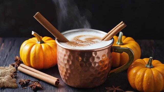 Pumpkin spice latte in autumn.