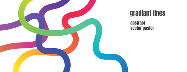 Abstract Gradient Color Shapes Pattern. Background with Wave Rainbow Ribbons. Vector Color Lines with Gradient. Geometric Shapes Graphic Design Element