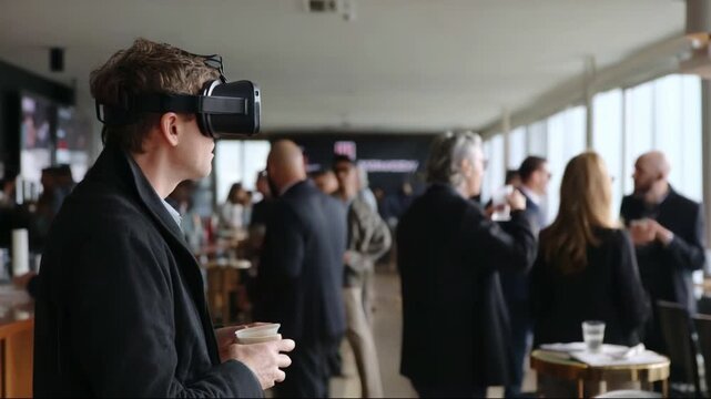 Exploring Virtual Reality: A Professional Networking Event Where Participants Engage with Immersive Technology While Socializing in a Modern Environment