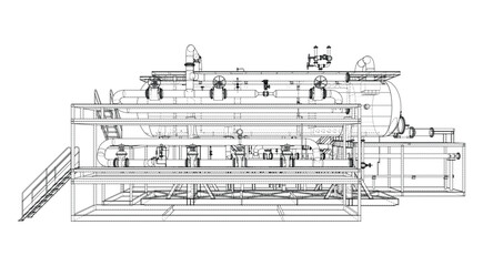 Industrial Equipment Blueprint. Vector