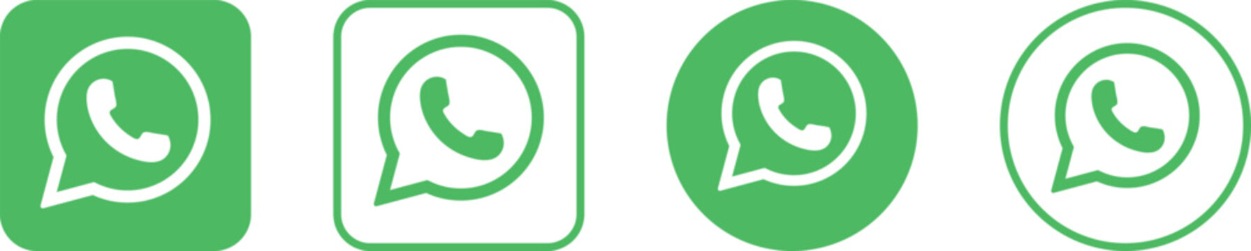 Latest WhatsApp Logo Icon Set. Communication Messaging whatsapp symbol. Social Media Network symbol 