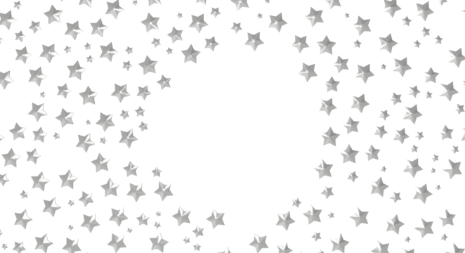 Elegant image of silver stars against a white backdrop. Perfect for adding a touch of glamour and celebration to designs. Ideal for various crea