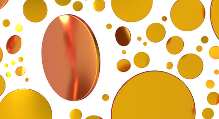 Abstract design of golden circles on a clean white background. Perfect for modern design. Ideal for digital art and backgrounds