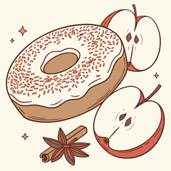 vector illustration of a set of donuts