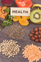 Healthy eating containing natural minerals, potassium and vitamin K