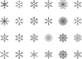 Snowflake snow freeze winter thin line outline icon. Snowflakes thin line icon set. Snowflake Simple illustration