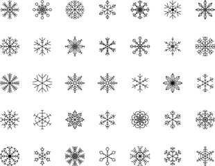 Snowflake snow freeze winter thin line outline icon. Snowflakes thin line icon set. Snowflake Simple illustration