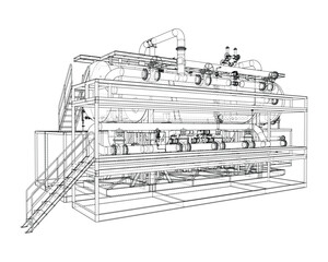 Industrial Equipment Wireframe. Vector