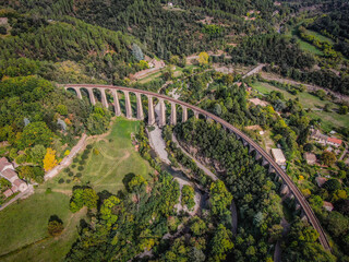 Chamborigaud viaduct railway bridge spanning cevennes landscape