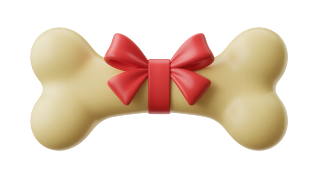 Celebrate your beloved pet with this adorable dog bone gift featuring a festive red ribbon bow, perfect for birthdays or special occasions.