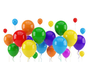 A vibrant collection of colorful balloons isolated on transparent background
