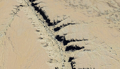 Golden Expanse: Aerial View of Pristine Desert Landscapes Near Yanbu al Bahr, Saudi Arabia