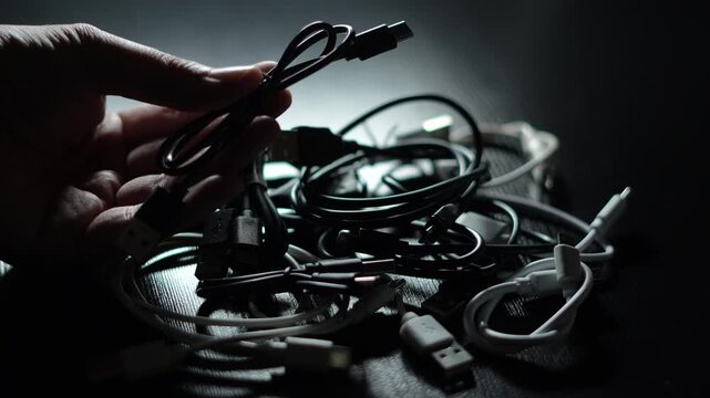 Various USB - TYPE-C cables and small connectors