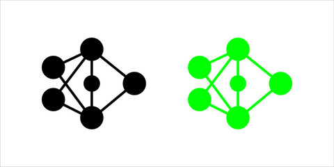 connection-network-structure Minimalist black icon set representing a connected network structure with multiple nodes, symbolizing technology, communication, or data connection.
