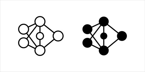 connection-network-structure Minimalist black icon set representing a connected network structure with multiple nodes, symbolizing technology, communication, or data connection.
