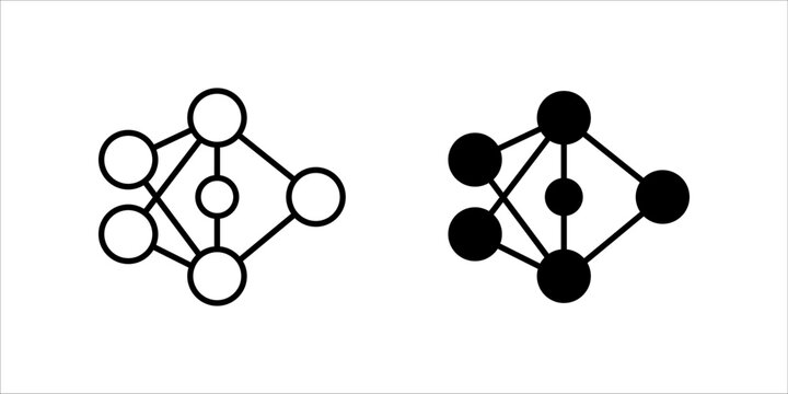 connection-network-structure Minimalist black icon set representing a connected network structure with multiple nodes, symbolizing technology, communication, or data connection.