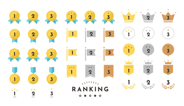 ランキングアイコン ベスト3 シンプル ベクター素材