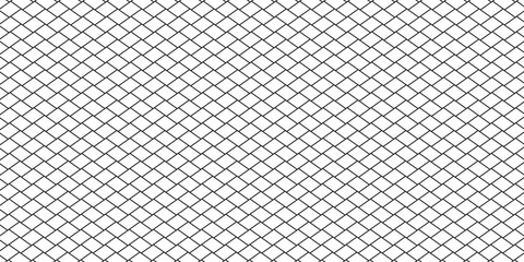Black metal mesh seamless pattern vector illustration. Metal grid pattern. Silhouette Steel wire Chain link Fence Pattern. Wire mesh fence isolated on white background