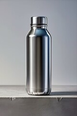Clear glass bottle of water container, isolated on a white background, ready for a cold drink or beverage