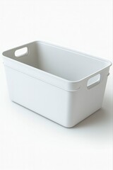 Empty white plastic bathtub container isolated on a clean white background, ready for a wash in the modern bathroom design