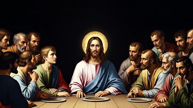 Last Supper Passover Meal: Jesus Christ with Apostles, Good Friday Concept