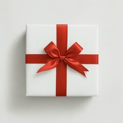 Red and white gift boxes with bows and ribbons on a red background for a Christmas or holiday celebration present