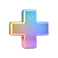 Obraz premium 3d rainbow gradient plus sign symbol with glossy finish isolated on black transparent background