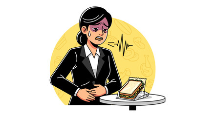 A young Asian businesswoman experiences intense stress and burnout at her workplace, exhibiting signs of emotional distress and work-related anxiety.