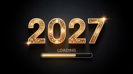 Golden glittering 2027 loading bar concept festive celebration new year anticipation